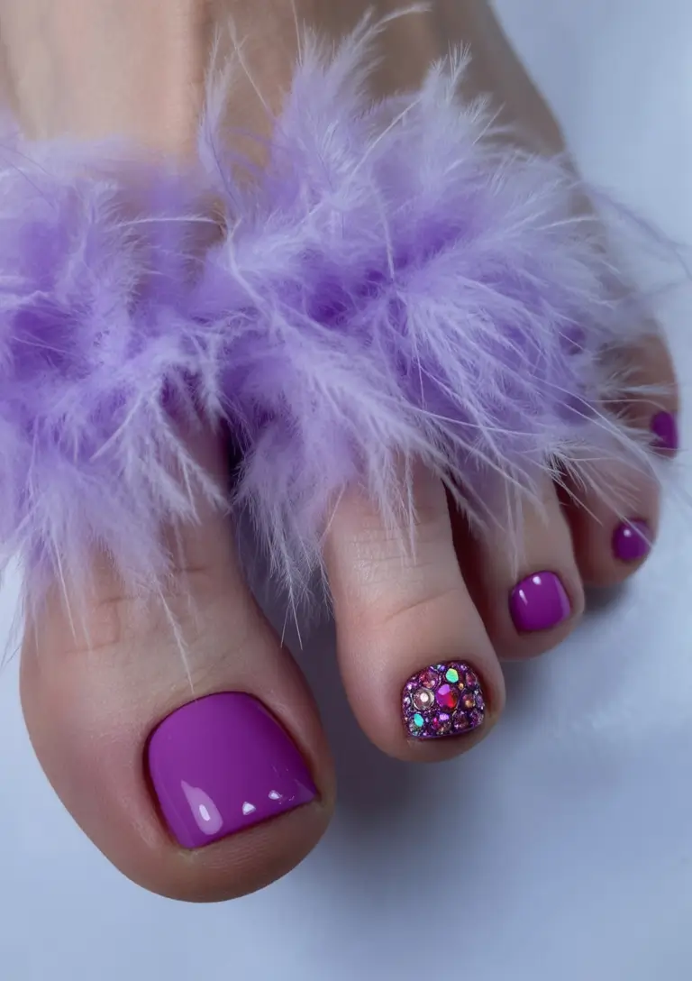 toe nails pedicure 2026 Lavender Sparkle Fantasy