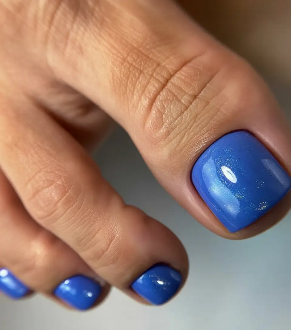 toe nails pedicure 2026 Azure Sky Sparkle