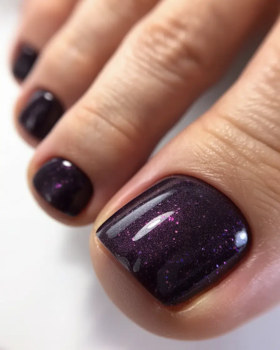 toe nails pedicure 2026 Plum Nightfall Spark