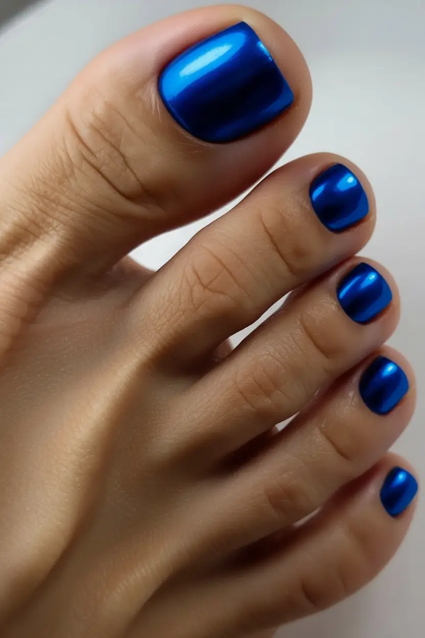 toe nails pedicure 2026 Electric Sapphire Chrome