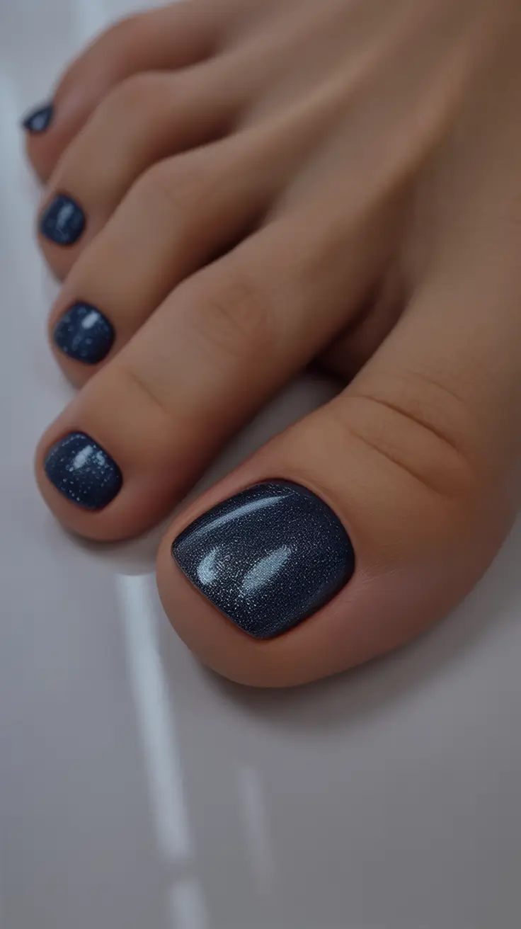 toe nails pedicure 2026 Indigo Stardust Shimmer