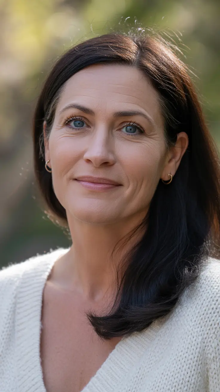 Trendy haircuts for women over 40 2026 Natural Straight Shoulder-Length Style