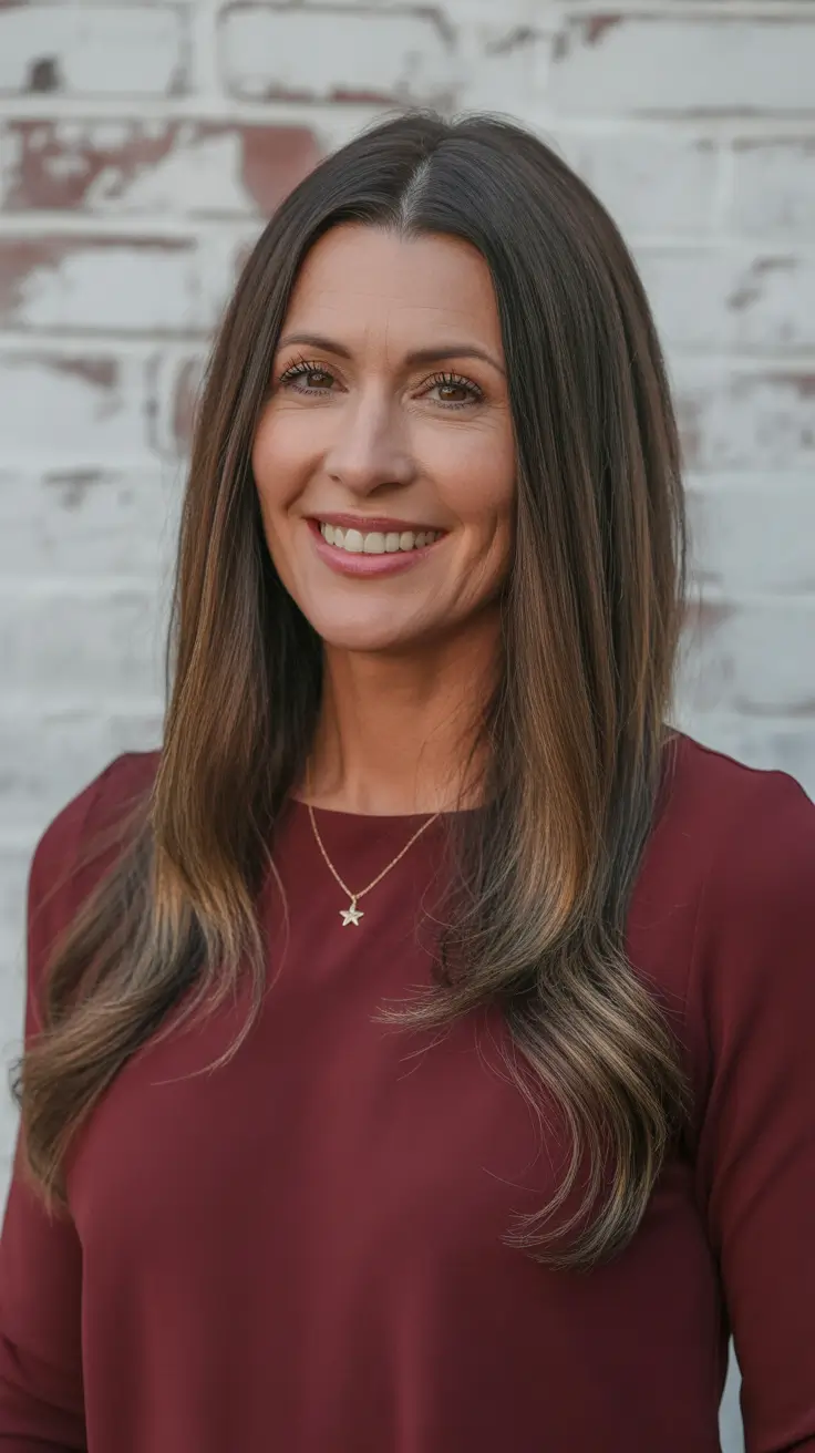 Trendy haircuts for women over 40 2026 Long Brunette Waves