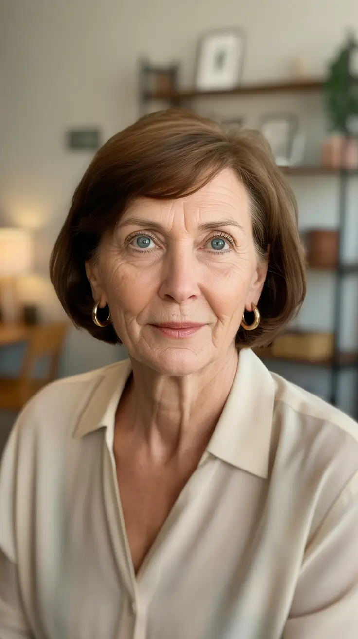 Trendy haircuts for women over 50 2026 Soft Shoulder-Grazing Bob With Understated Volume