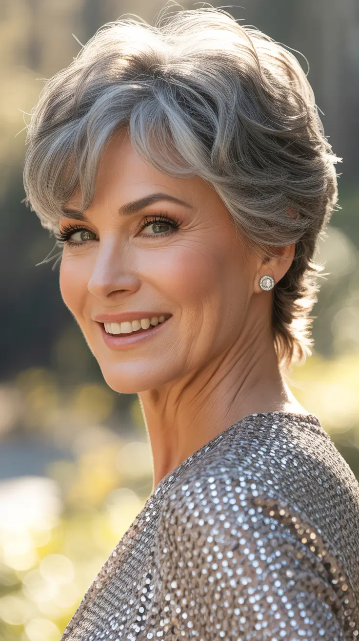 Trendy haircuts for women over 50 2026 Sophisticated Short Layers With Polished Texture
