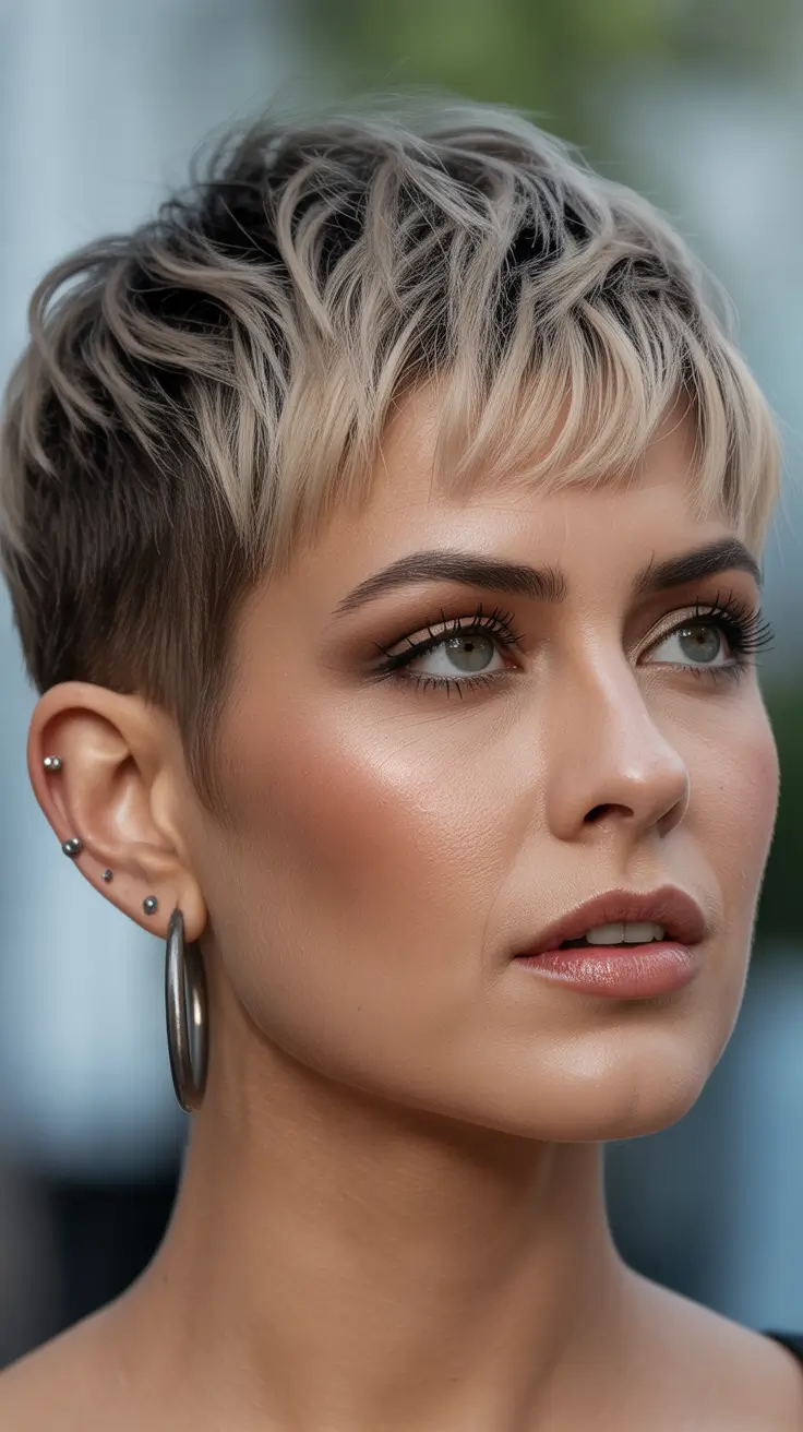 Trendy pixie haircuts 2026 Smoky Contrast Pixie