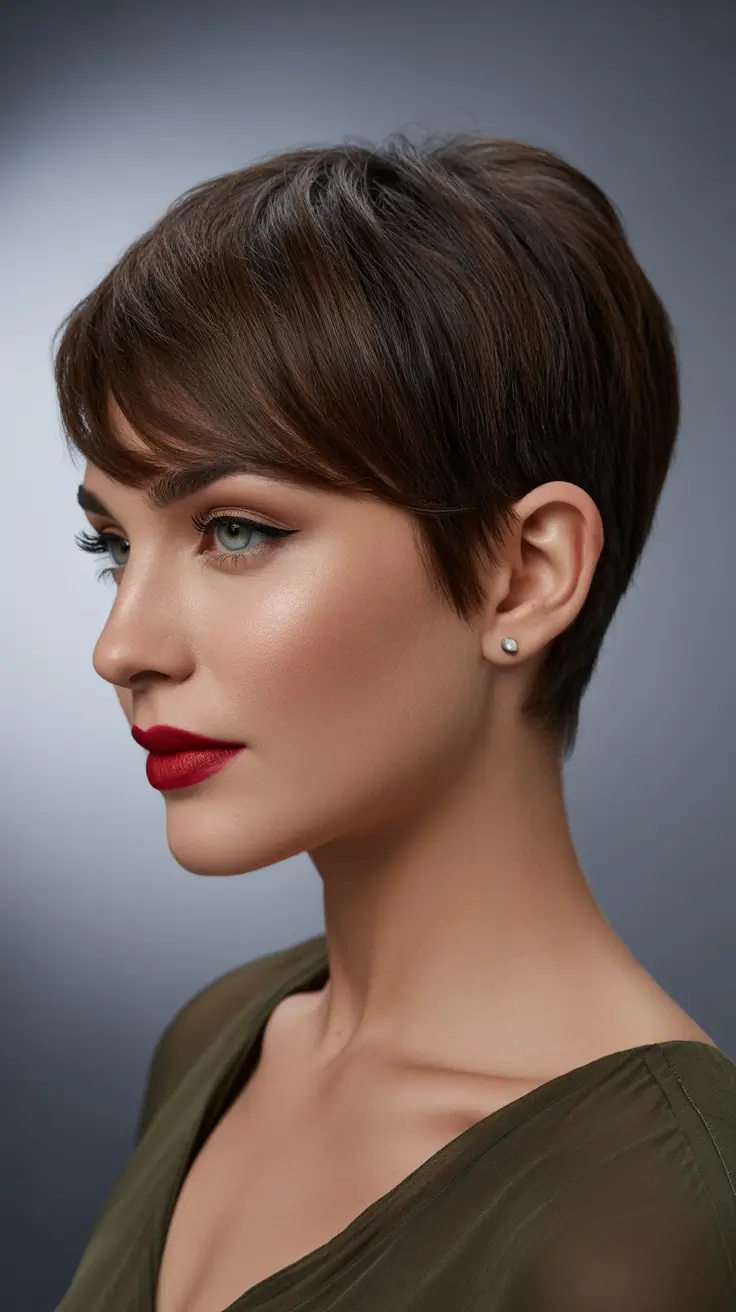 Trendy pixie haircuts 2026 Chocolate Espresso Edge