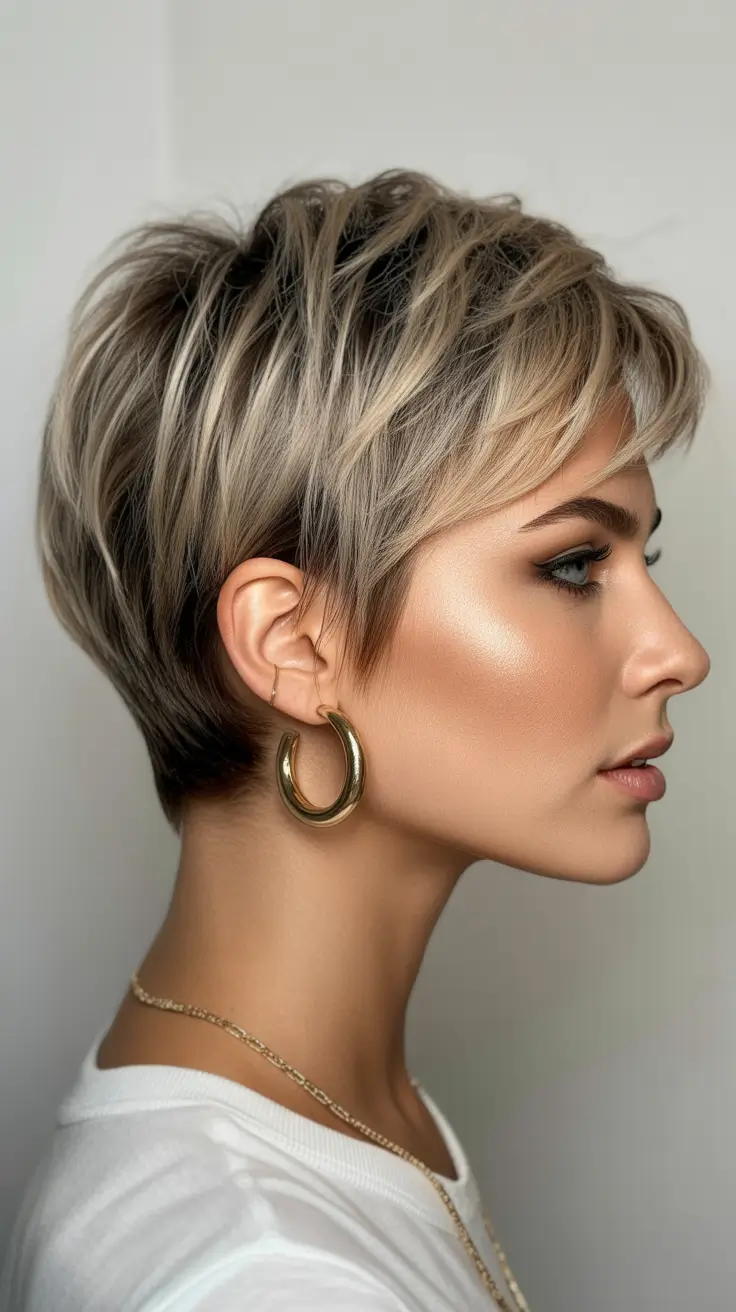 Trendy pixie haircuts 2026 Textured Balayage Pixie