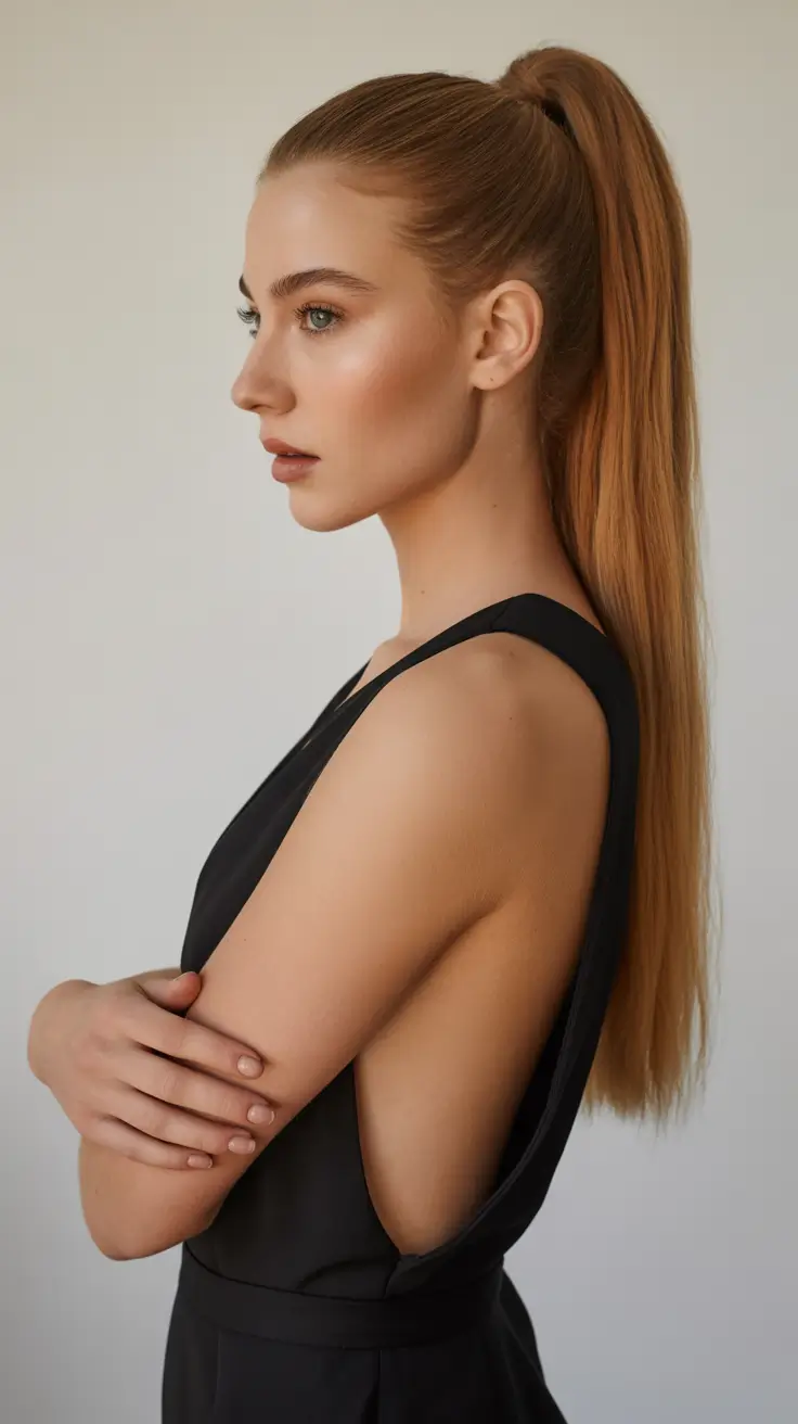 Trendy ponytail hairstyle ideas 2026 Extra-Long High Pony with Refined Minimalism