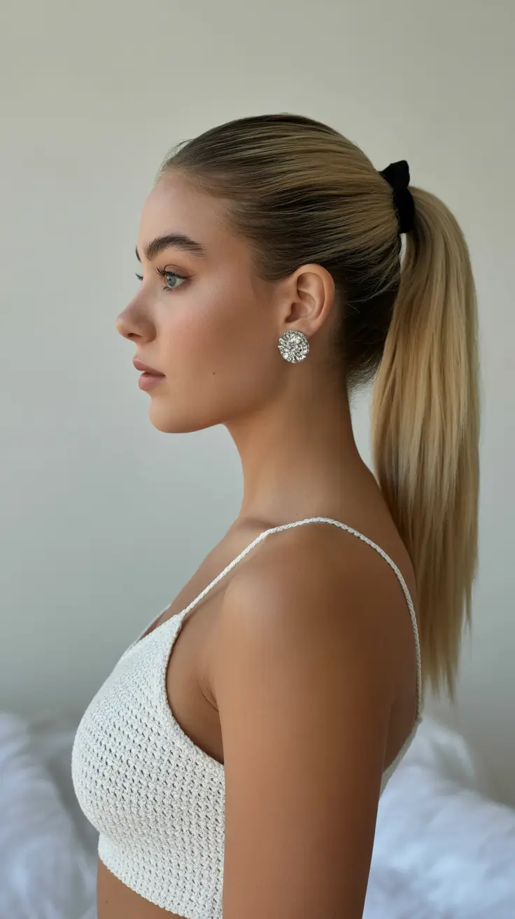 Trendy ponytail hairstyle ideas 2026 Soft Blonde Pony with Effortless Everyday Appeal