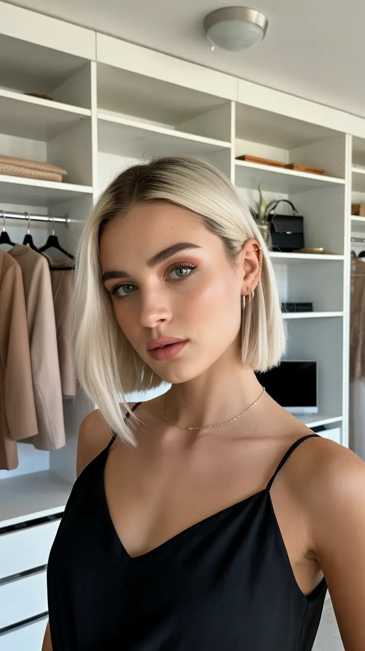 Trendy short hairstyles 2026 Modern Platinum Blunt Bob