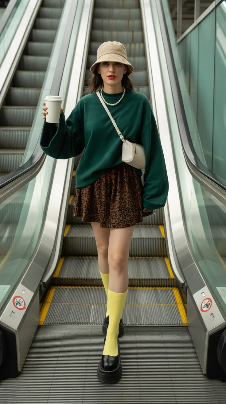 best spring skirt outfits 2026 Soft Green Layers With a Playful Mini