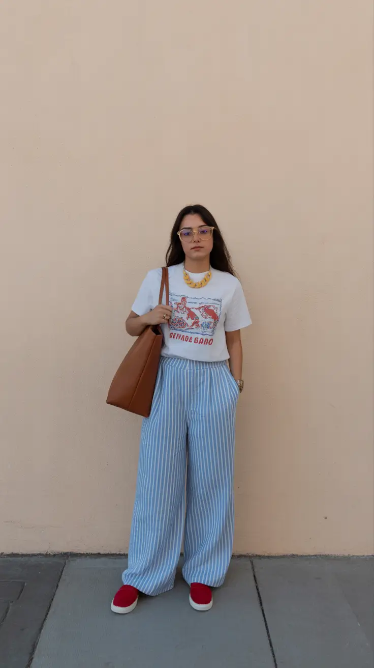 cute casual spring outfits 2026 Effortless Stripes & Graphic Tee Energy