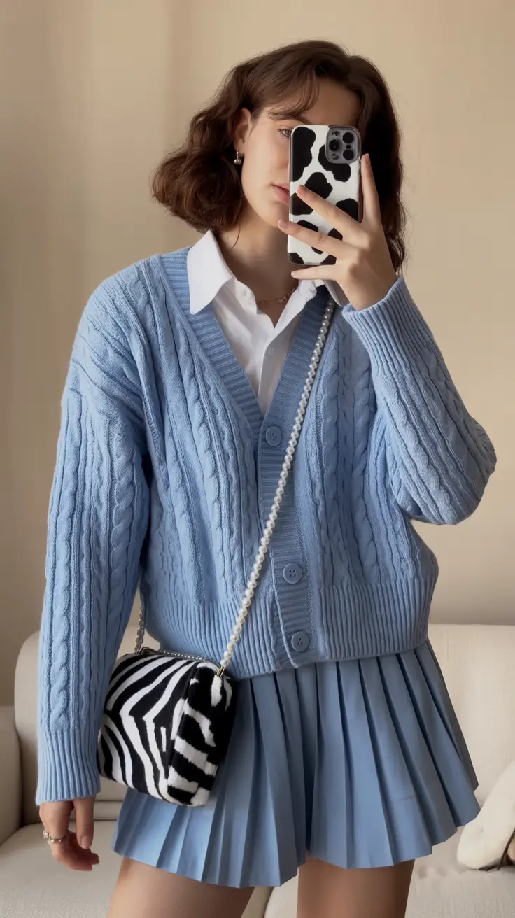 early spring outfits 2026 Powder-Blue Prep With a Modern Twist