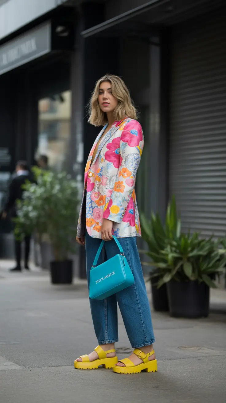 early spring outfits 2026 Bright Florals & Saturated Color Blocking