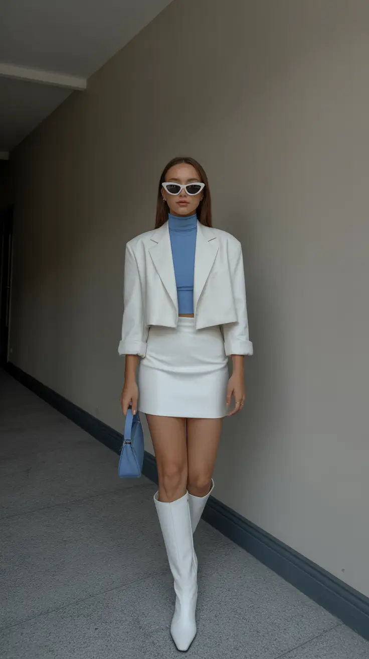 early spring outfits 2026 Blue Frost Layers With Modern Whites