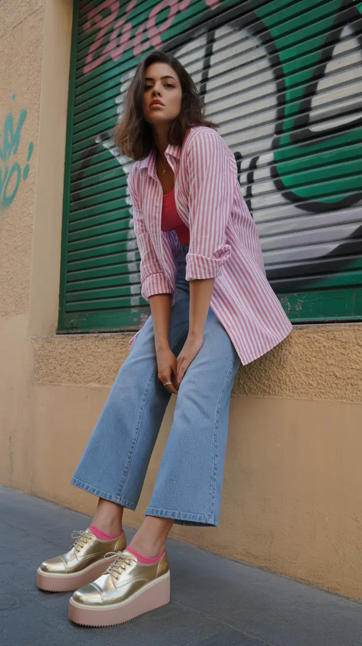 early spring outfits 2026 Striped Ease & Gold Playfulness