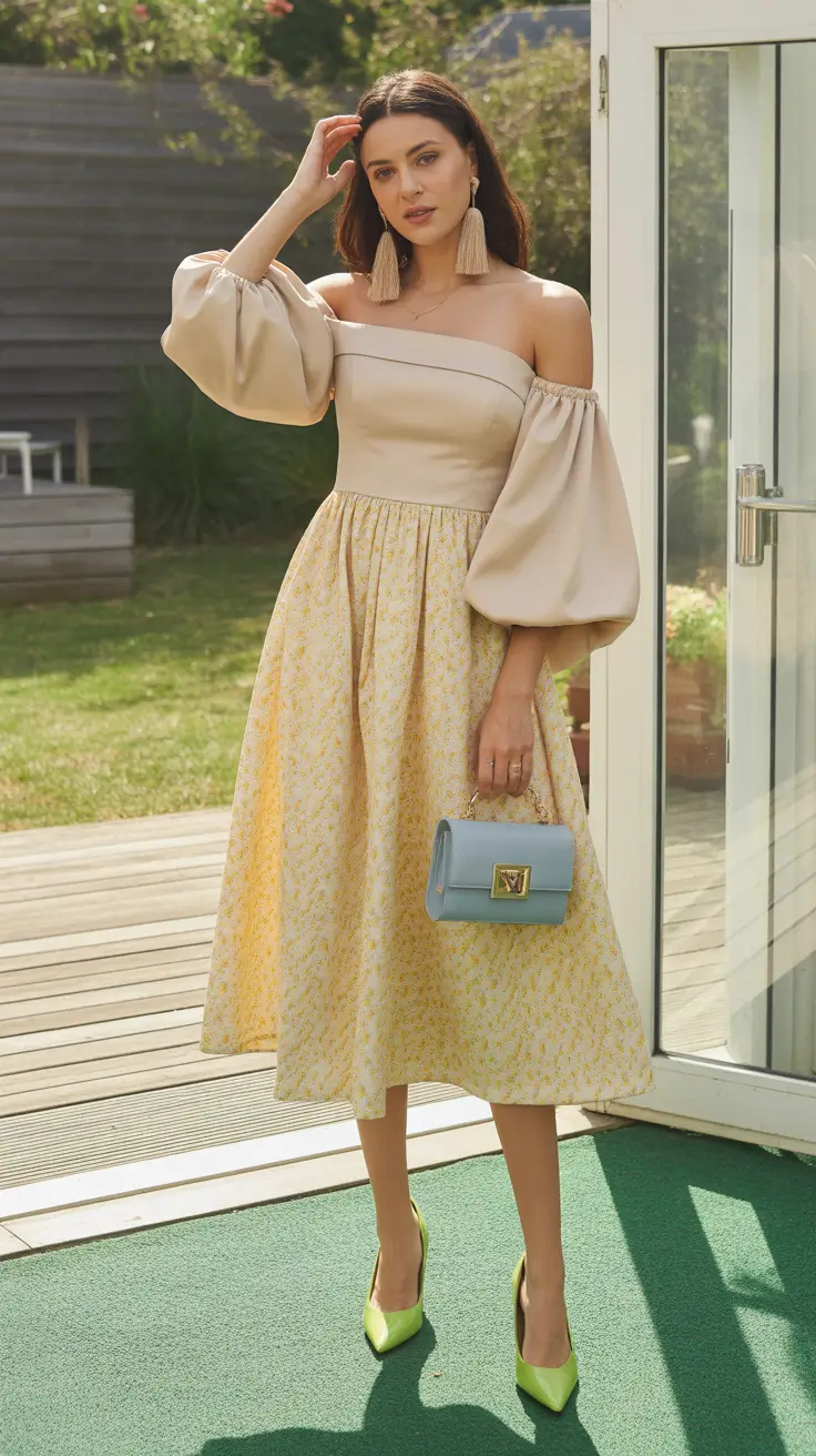 Every Day Spring Outfits 2026 Off-Shoulder Romance and Soft Spring Yellow