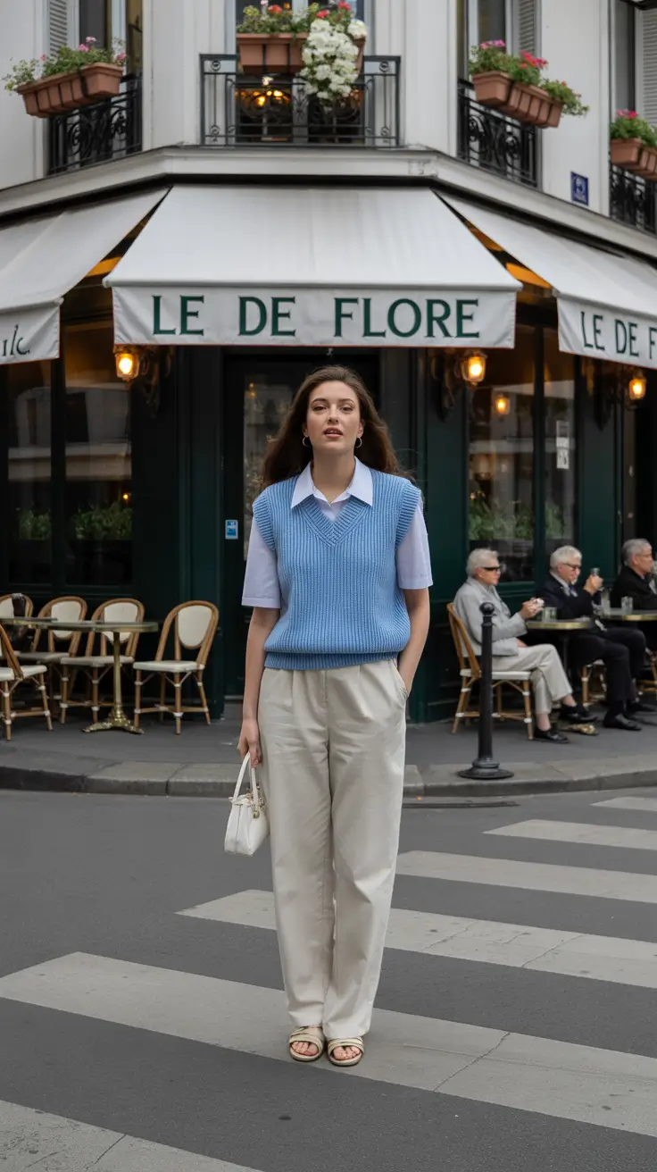 Every Day Spring Outfits 2026 Blue Layers and Relaxed Neutrals for a Parisian Spring Day