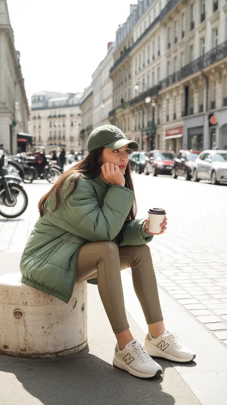 February outfits ideas 2026 Soft Urban Greens for a Calm Winter Morning