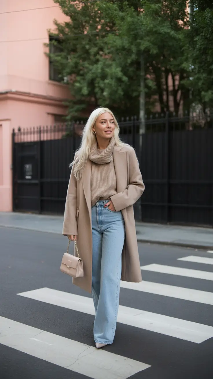 February outfits ideas 2026 Warm Neutrals & Denim for Effortless Everyday Style