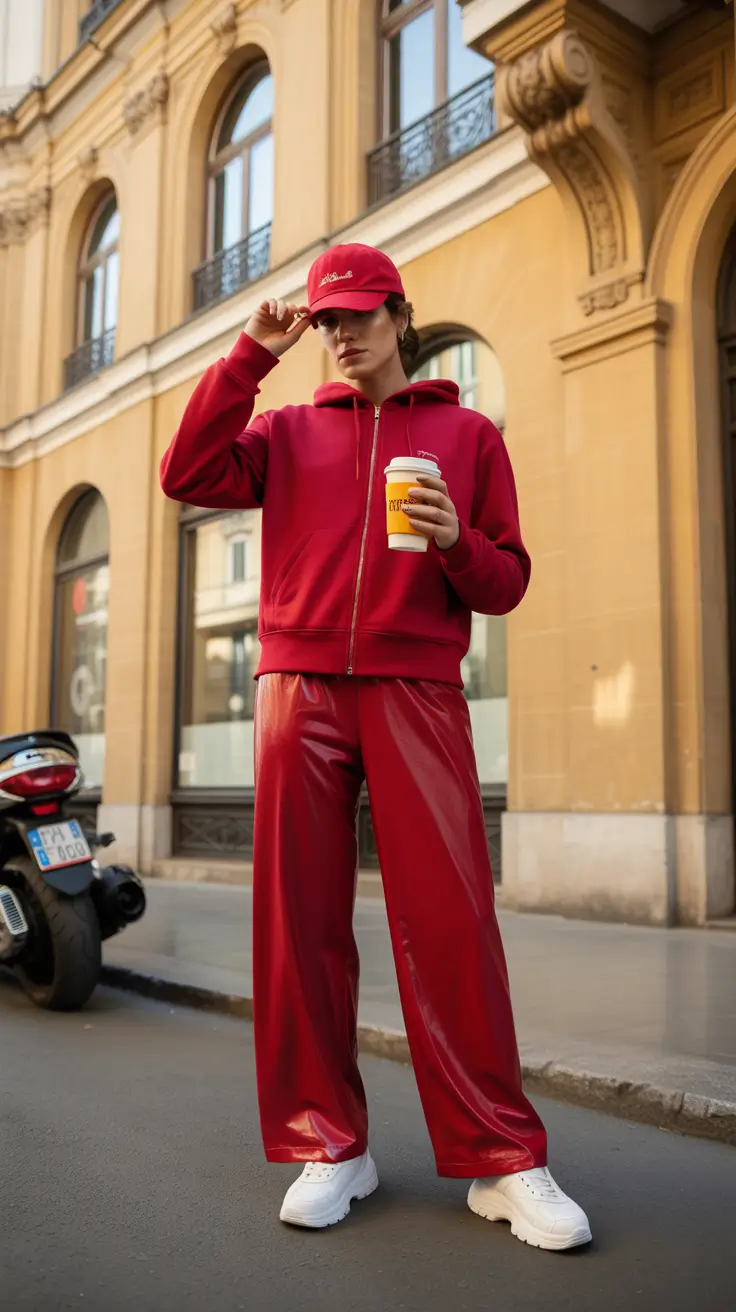 February outfits ideas 2026 Monochrome Red Power for Energetic February Days