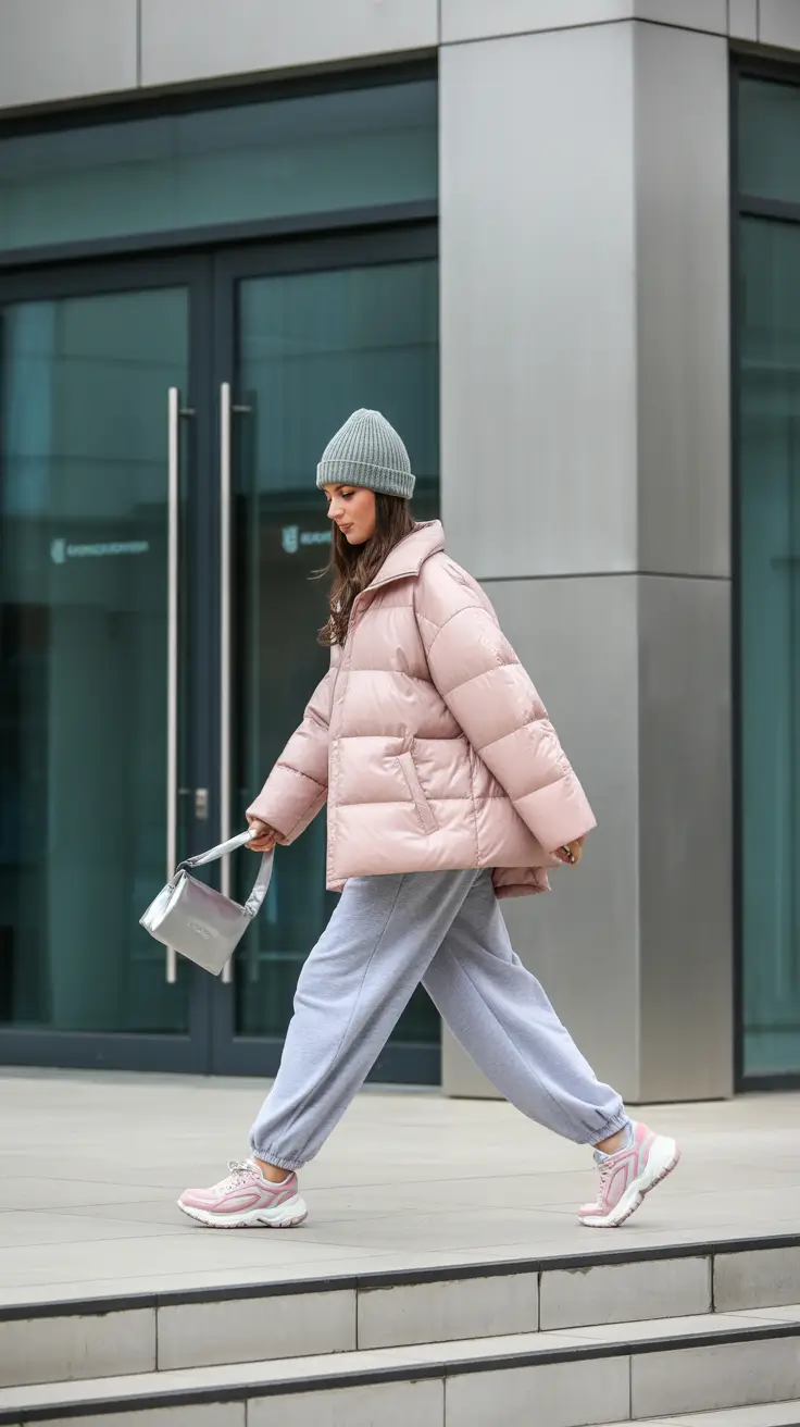 February outfits ideas 2026 Pastel Puffers & Soft Neutrals for Cloudy Days
