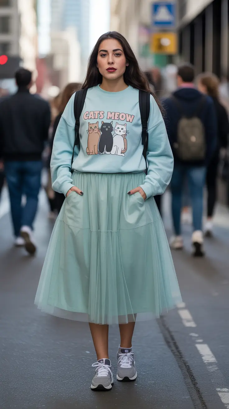 midsize spring outfits 2026 Whimsical Mint Layers With Sporty Ease