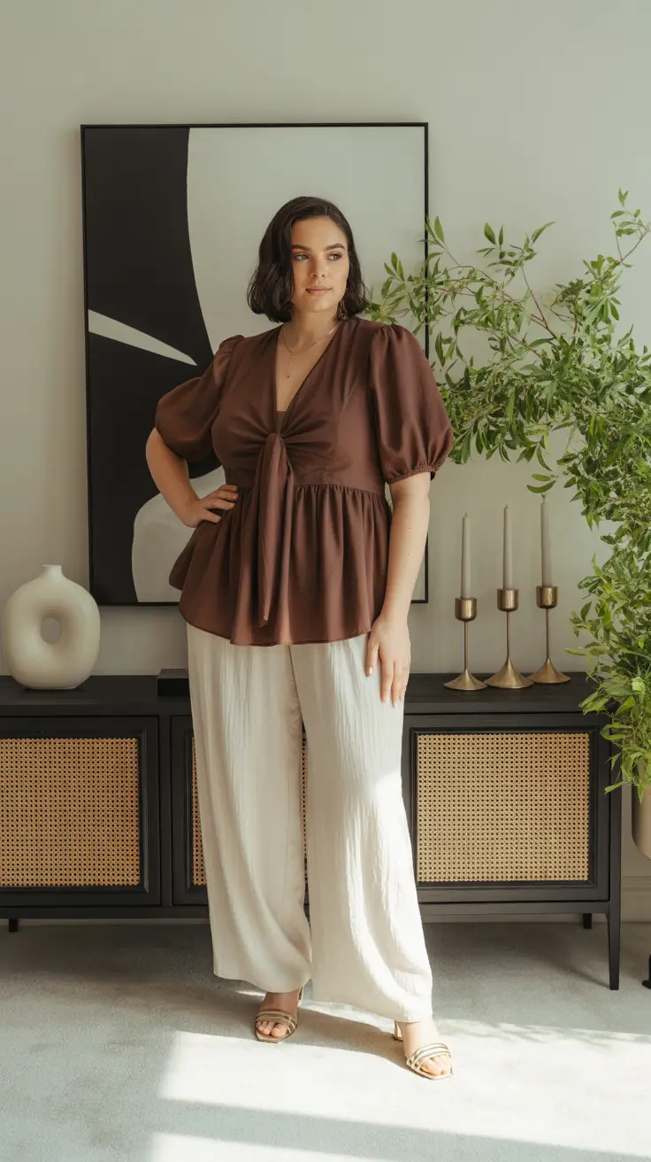 midsize spring outfits 2026 Soft Chocolate Tones for a Refined Spring Silhouette