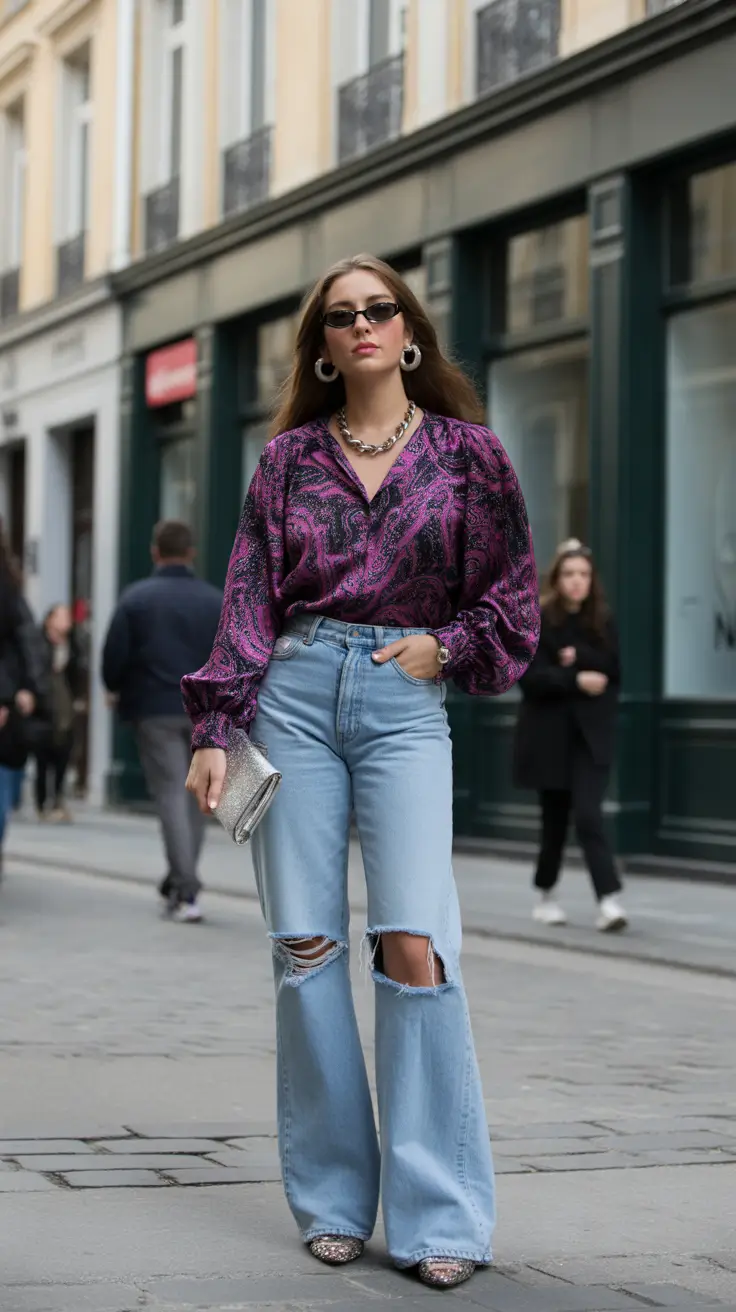 modest spring outfits 2026 Rich Prints and Relaxed Denim for Everyday Ease