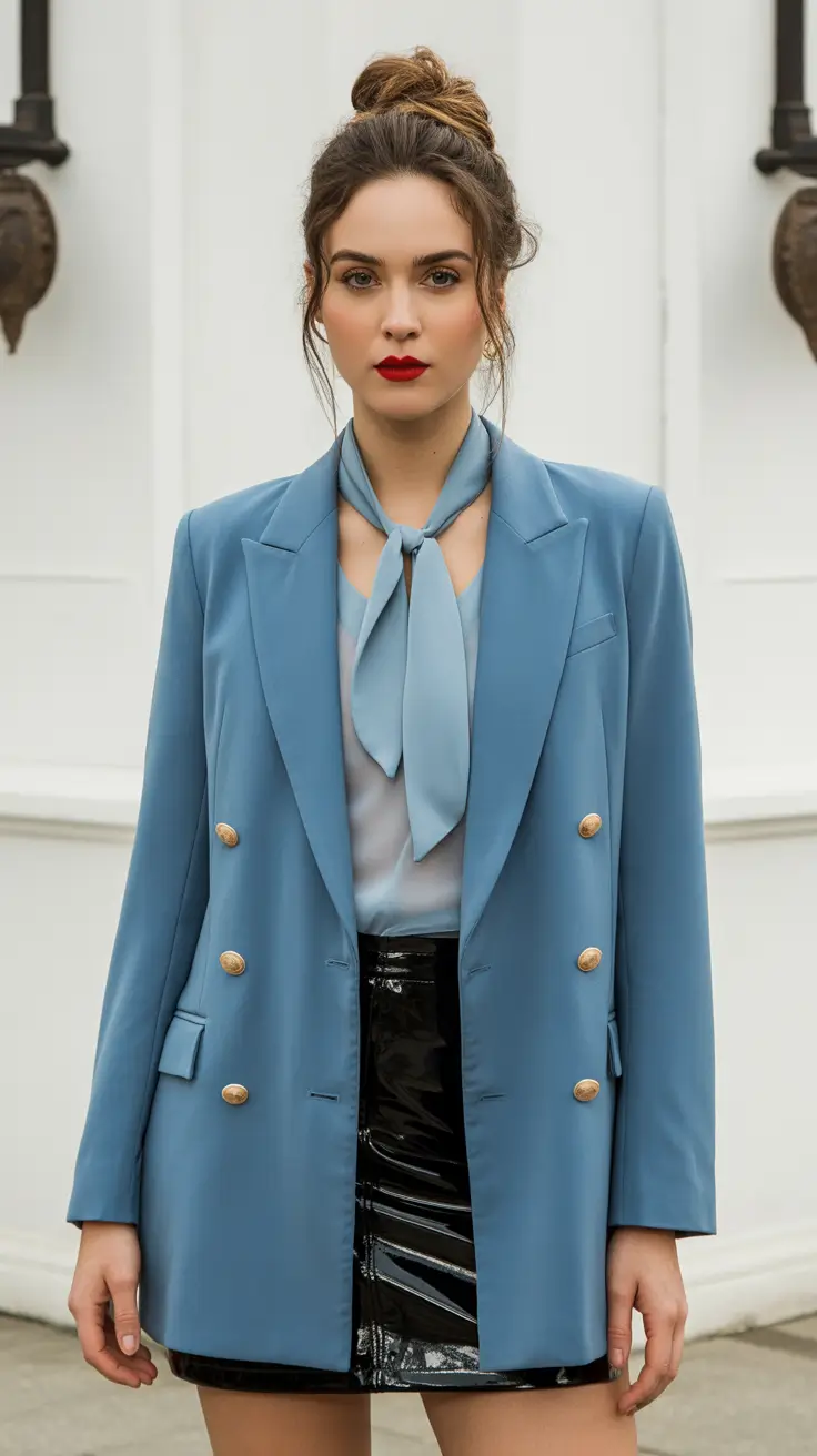 modest spring outfits 2026 Refined Blue Tailoring With a Modern Gloss