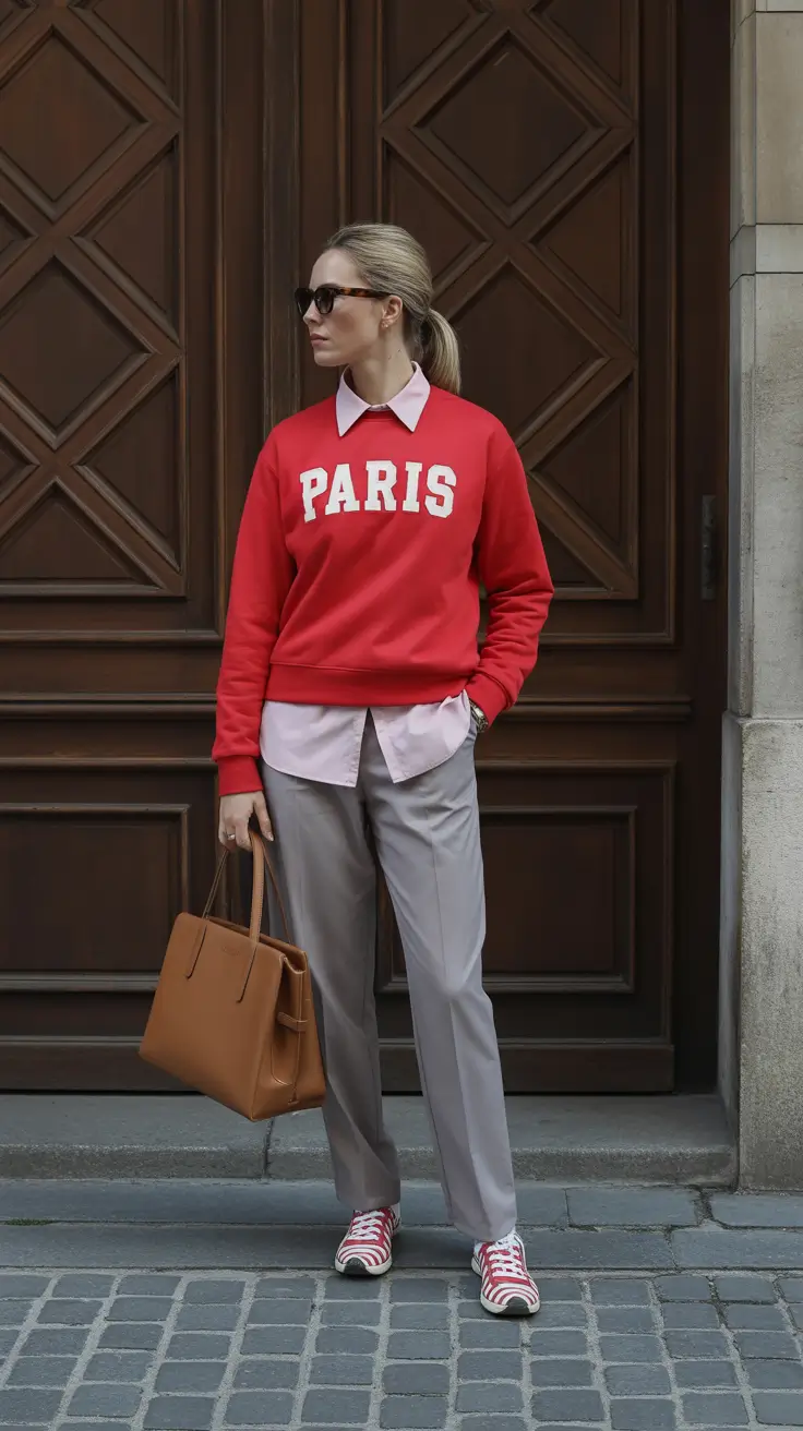 old money spring outfits 2026 Preppy Athletic Layers with Chic Parisian Ease