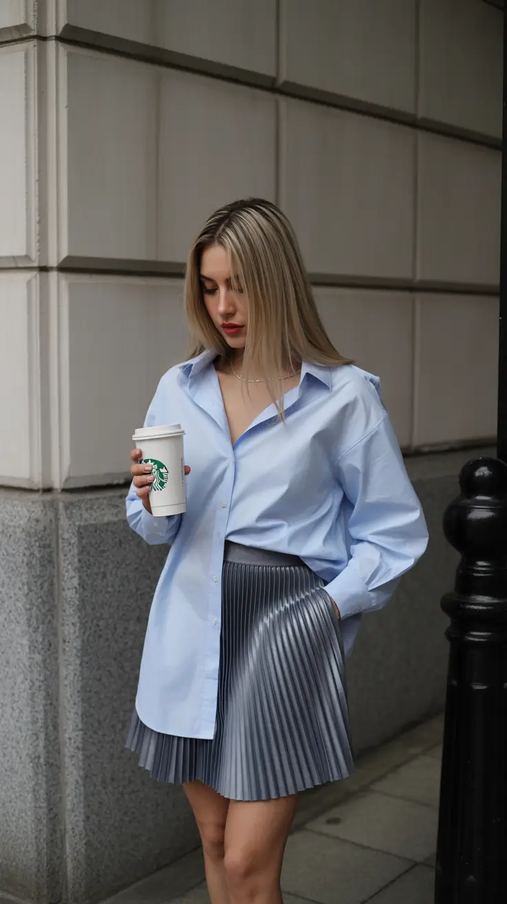 old money spring outfits 2026 Cool Pleats and Relaxed Shirting for Early-Spring Mornings