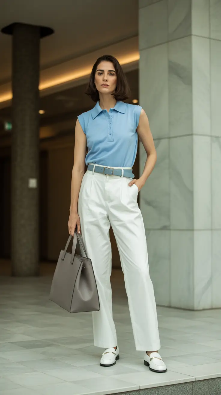 old money spring outfits 2026 Soft Blue Polished Minimalism for Modern Spring