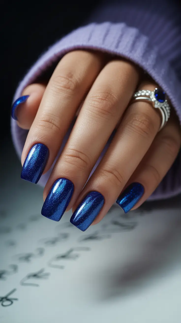 spring nail color ideas 2026 Midnight Sapphire Glow
