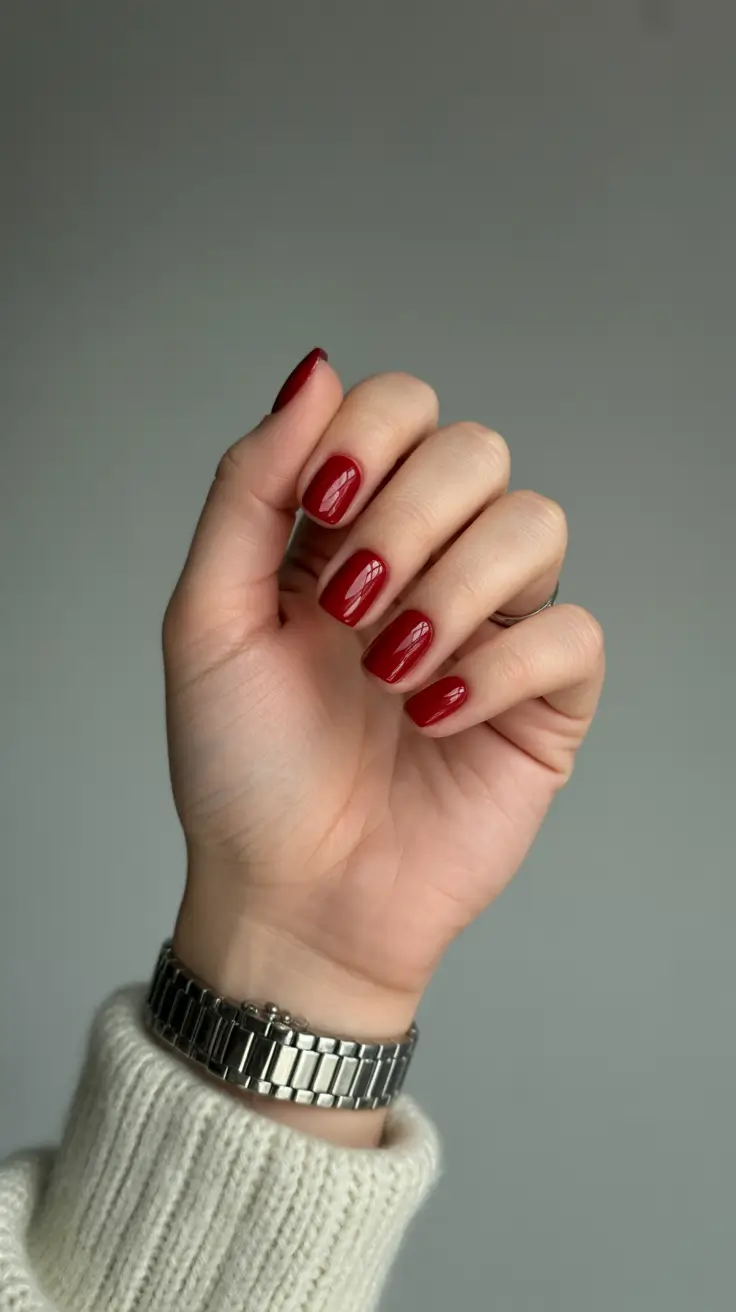 spring nail color ideas 2026 Crimson Short Chic