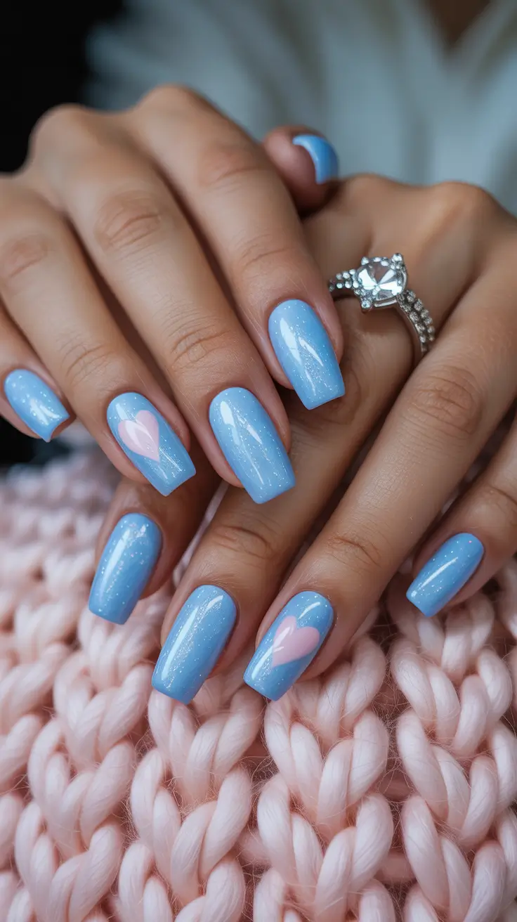 spring nail color ideas 2026 Sky Hearts Pastel Dream