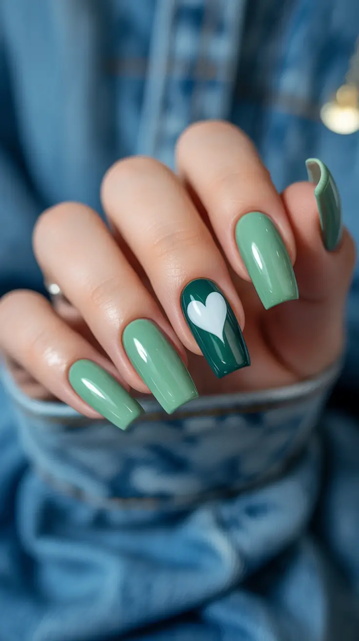 spring nail color ideas 2026 Mint Meadow Heart