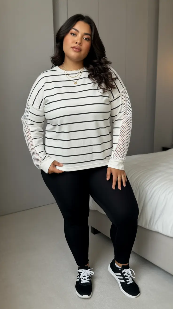 spring outfits for plus size women 2026 Sporty Stripes for Effortless Spring Movement