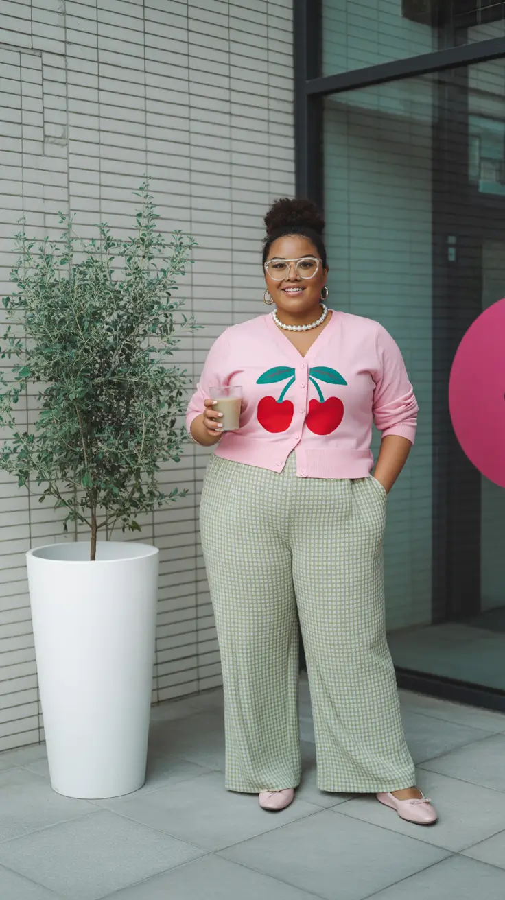 spring outfits for plus size women 2026 Cherry-Blossom Sweetness With Vintage Charm