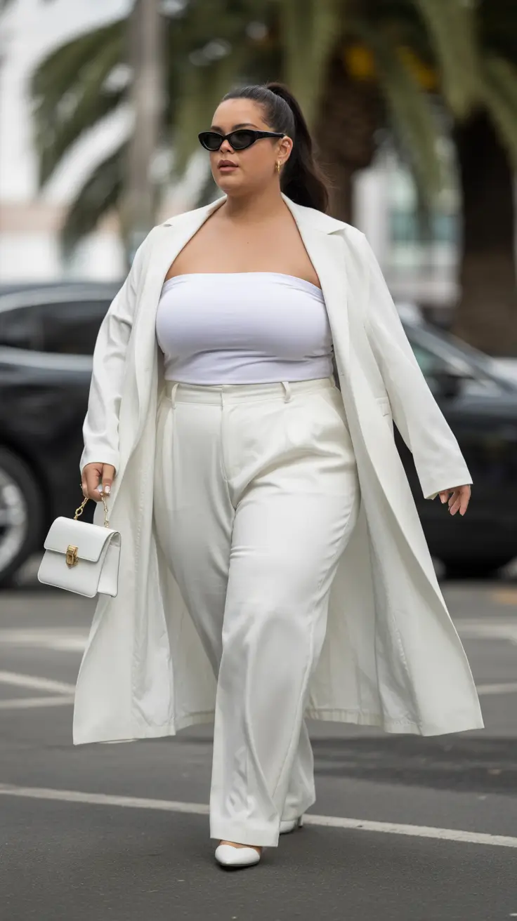 spring outfits for plus size women 2026 All-White Spring Power Look