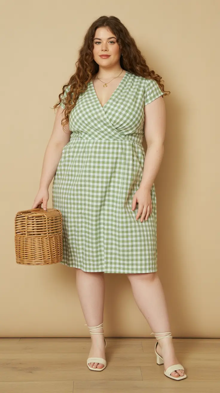 spring outfits for plus size women 2026 Gingham Freshness for Warm Spring Days