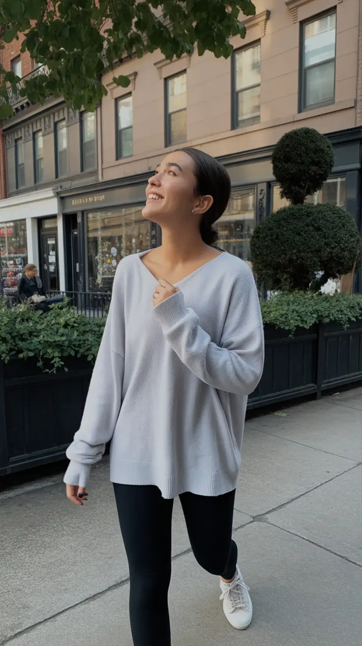 stylish leggings outfit spring 2026 Soft Neutrals for Easy Weekend Wandering