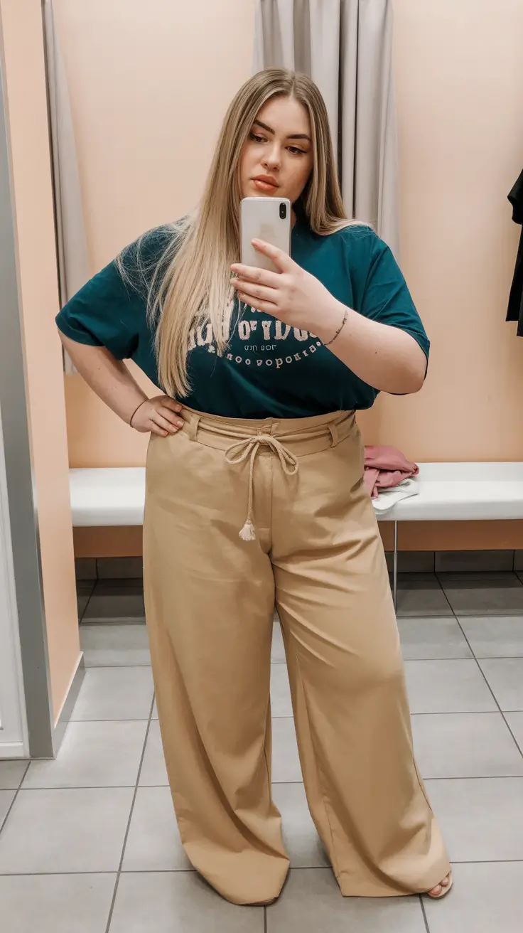 stylish plus size spring outfits 2026 Soft T-Shirt Dressing with Relaxed Tailoring