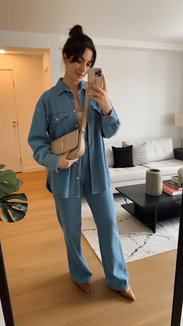 stylish spring birthday outfit 2026 Denim-on-Denim Ease for a Casual Stylish Birthday