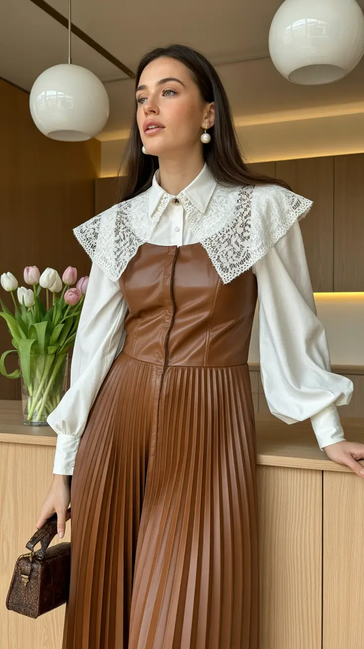 stylish spring birthday outfit 2026 Vintage Lace and Pleated Leather for a Dramatic Spring Birthday Aesthetic