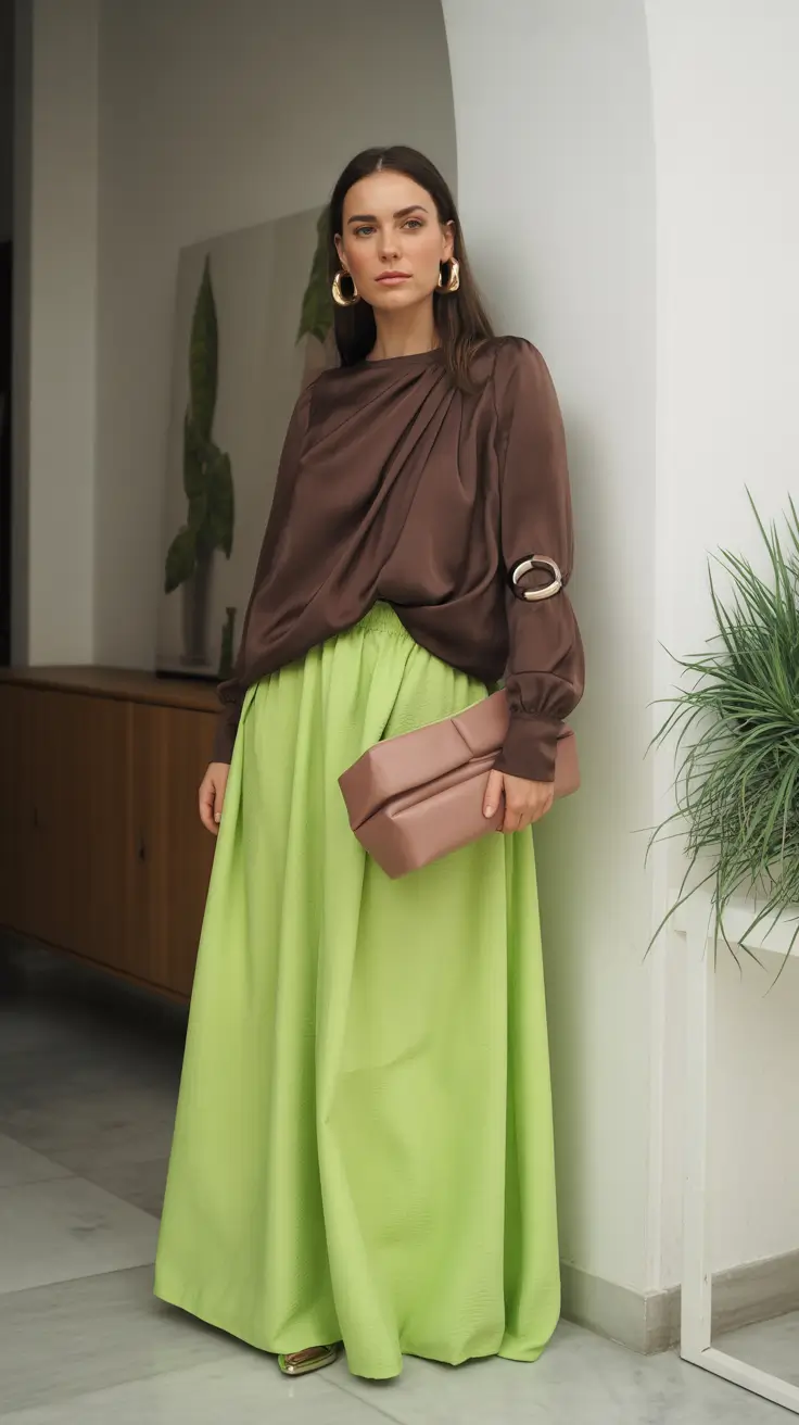 stylish spring capsule wardrobe 2026 Earthy Satin and Citrus Volume for a Refined Spring Palette