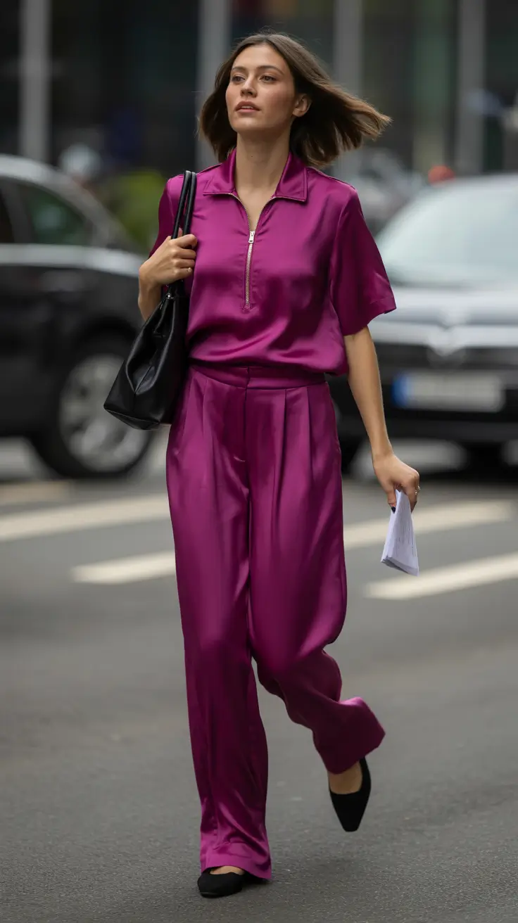 stylish spring capsule wardrobe 2026 Silky Fuchsia Fluidity for Confident Spring Color