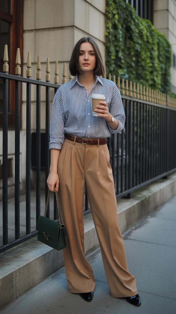 stylish spring capsule wardrobe 2026 Classic Stripes and Camel Trousers for Effortless European Spring