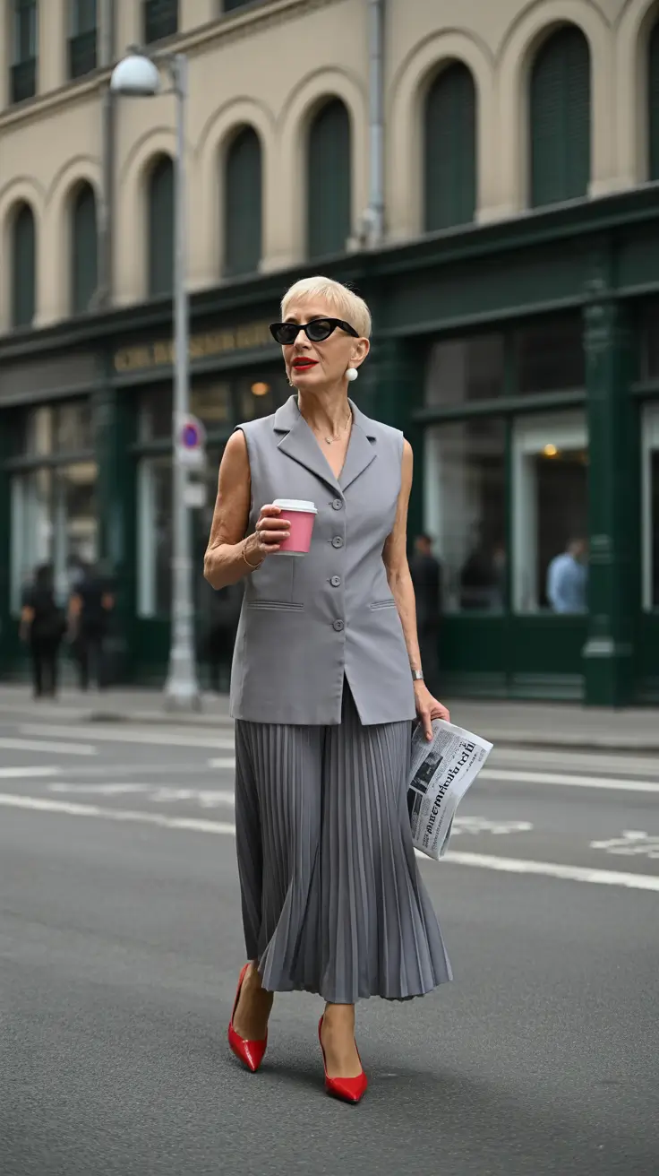 stylish spring capsule wardrobe 2026 Grey Monochrome Ease With a Bold Spring Accent